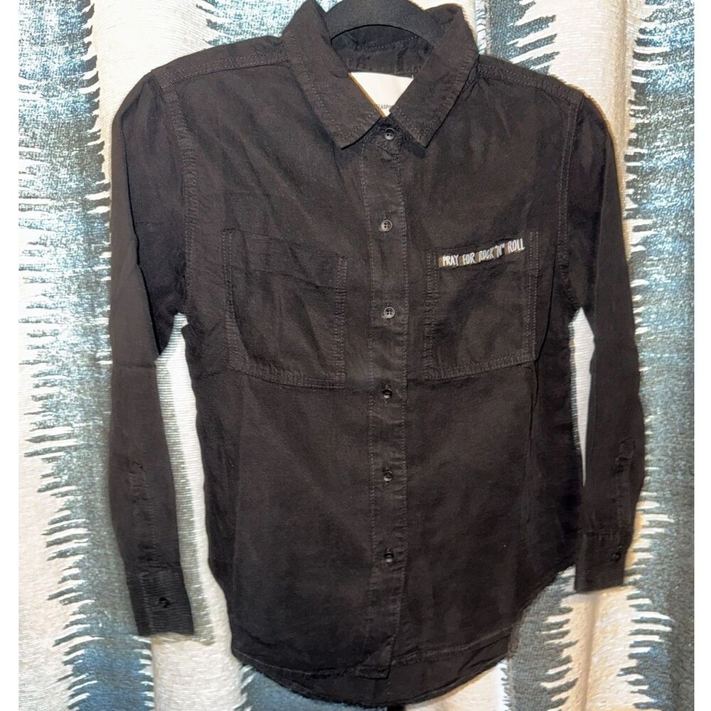 NWT One Teaspoon Kids Black Soho Tencel Shirt size 8-9